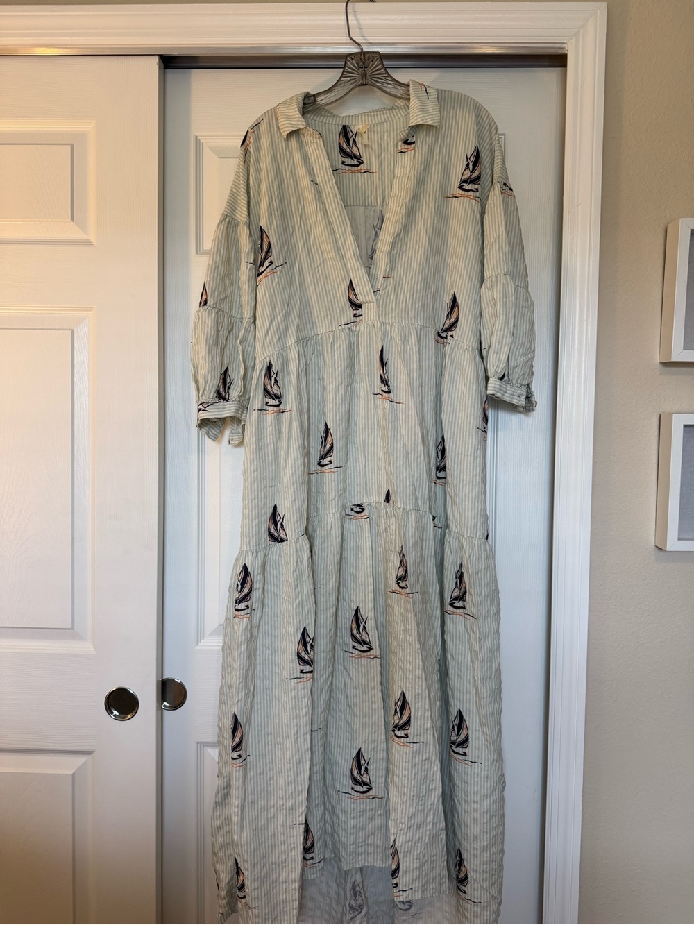 Anthropologie Tiered Maxi Dress with Sailboats - Picture 2 of 7